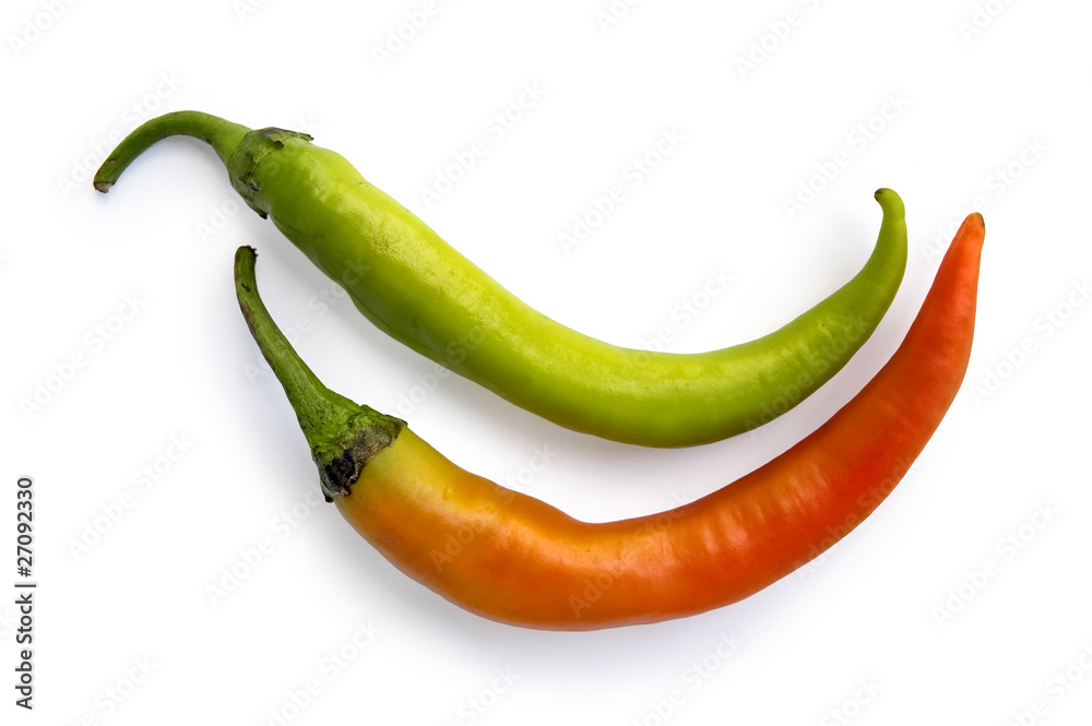 Two pods of hot pepper Two pods of hot pepper