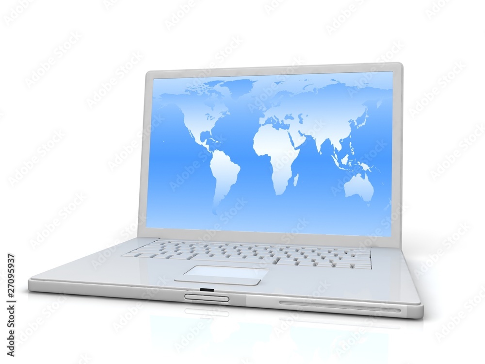 Professional Laptop on white background with reflection Professional Laptop on white background with reflection