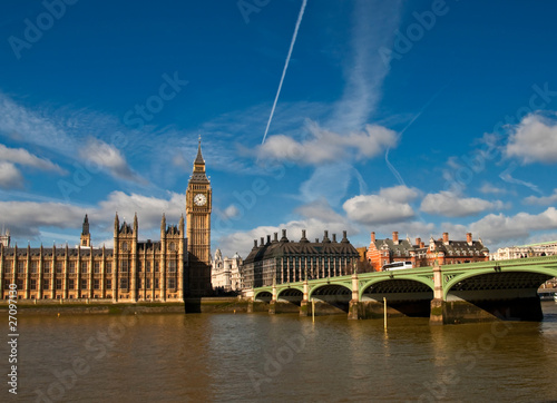 houses of parliament, Big Ben and westminster bridge photo