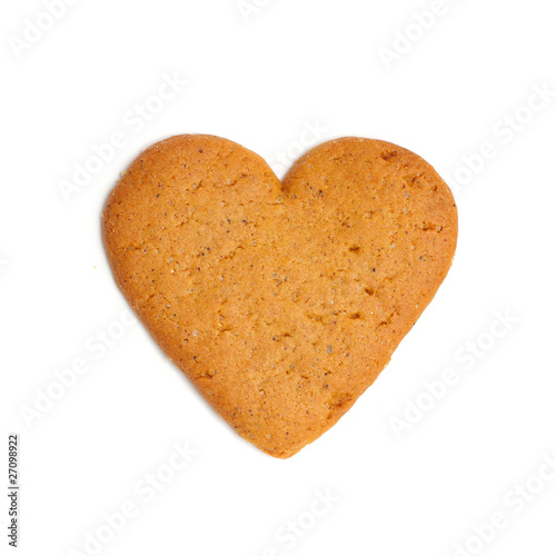heart shape xmas spice cake isolated on white background