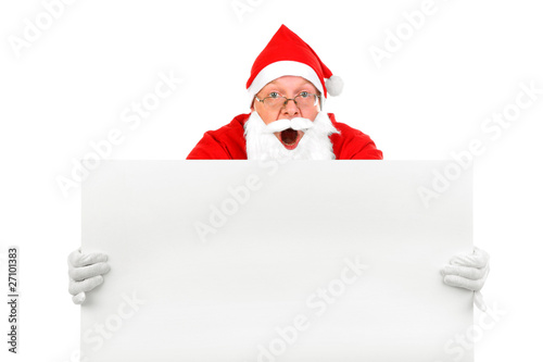 amazed santa claus with big blank card © Sabphoto