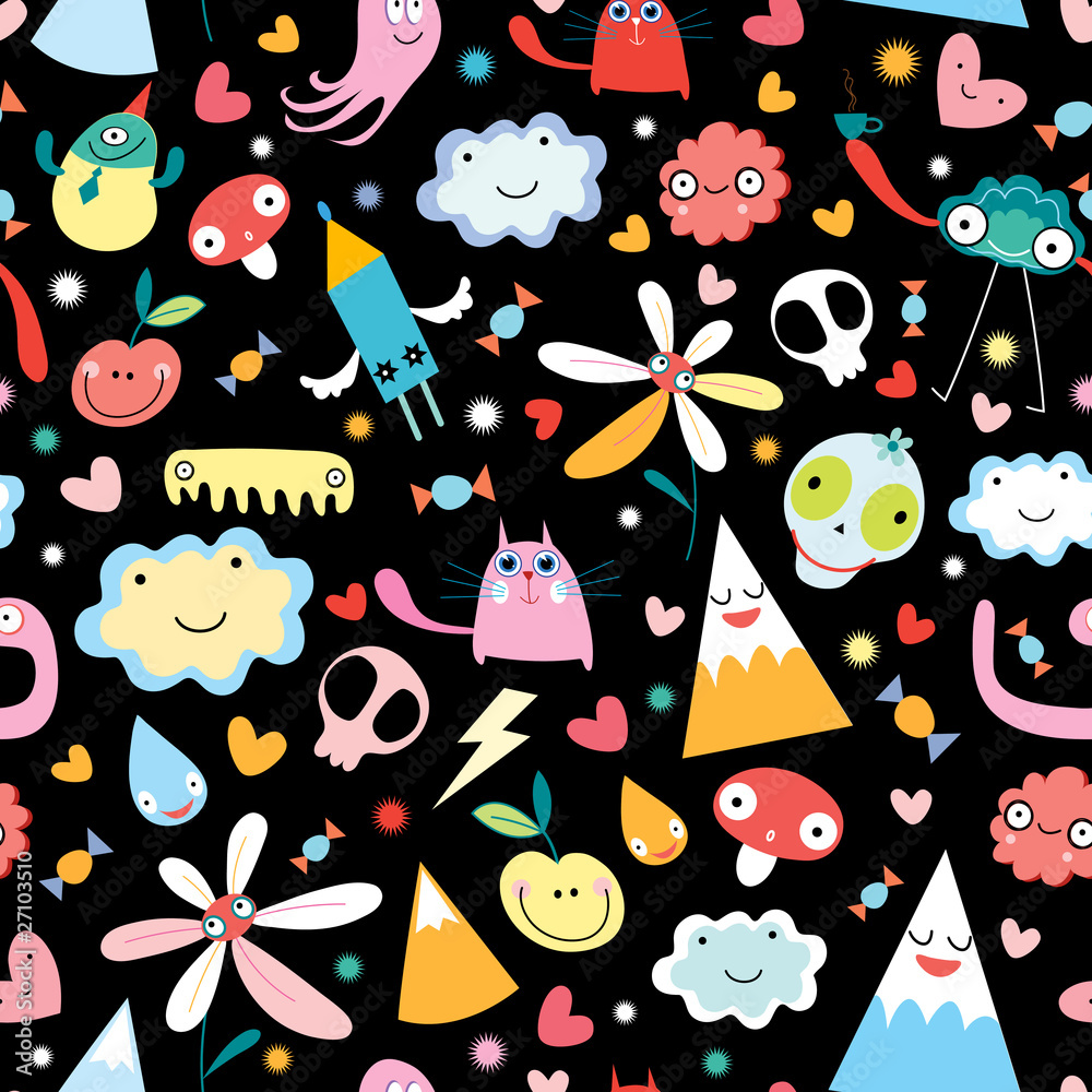 Seamless pattern from funny monsters Seamless pattern from funny monsters