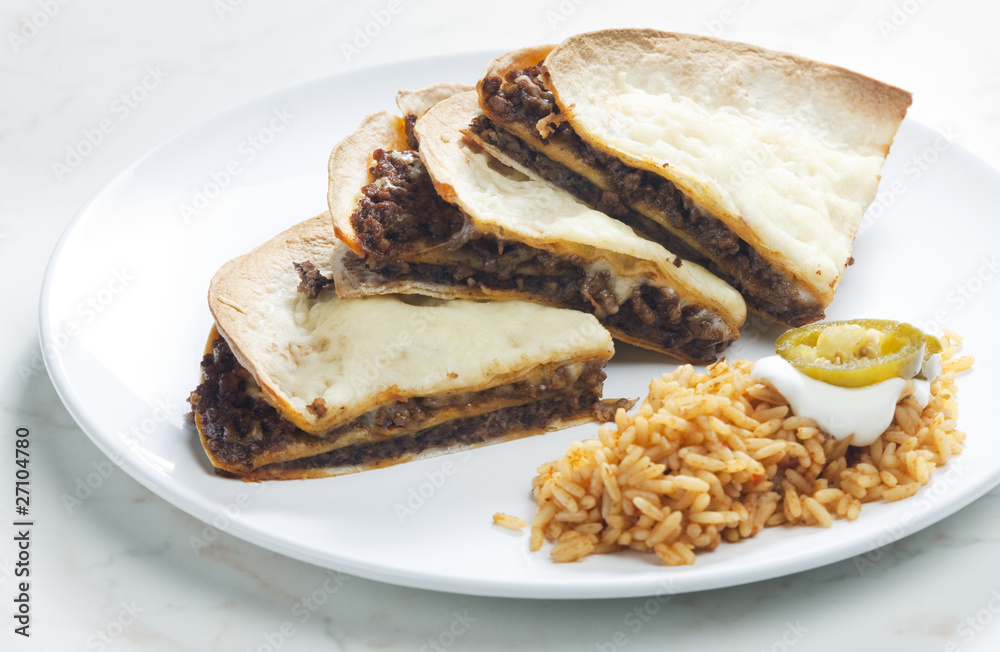 quesadilla with minced beef and chopped beans quesadilla with minced beef and chopped beans