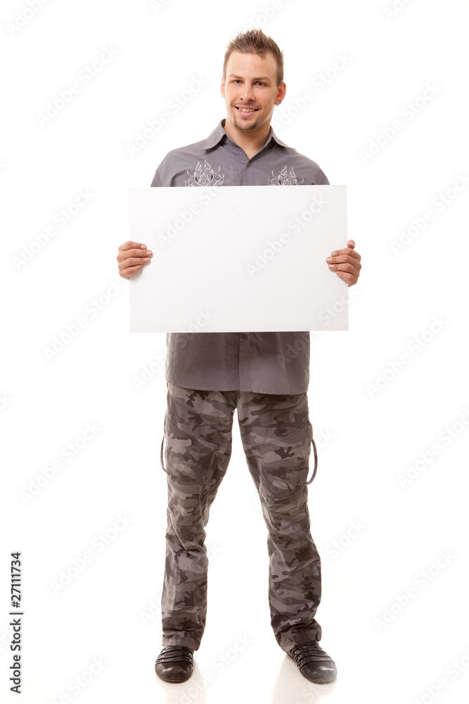 handsome man with board handsome man with board