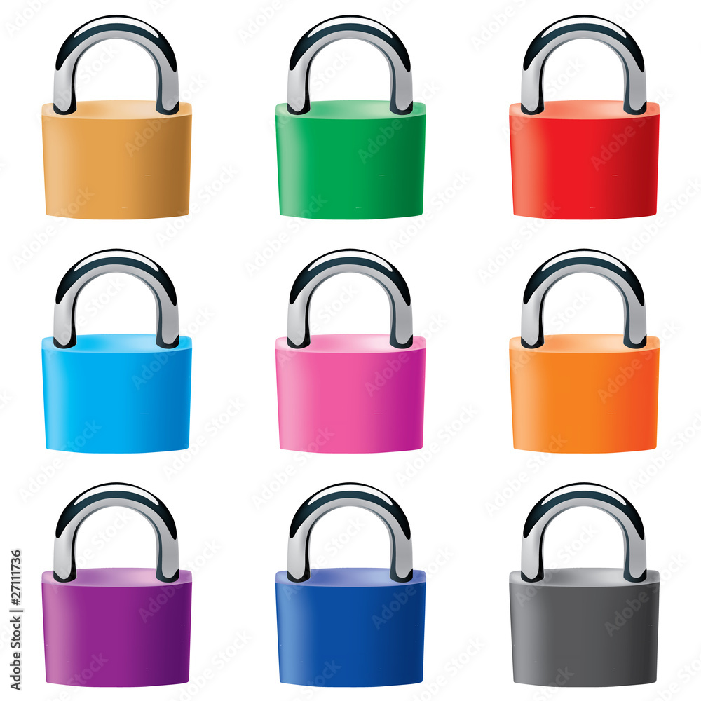 padlocks in diferent colours