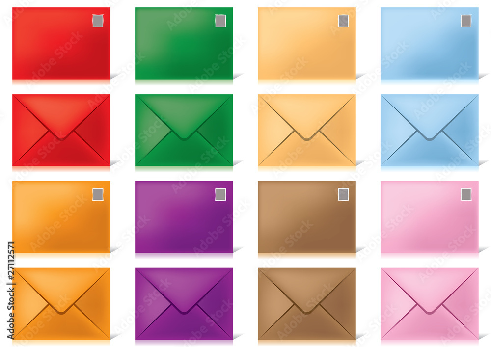 envelopes in different colours
