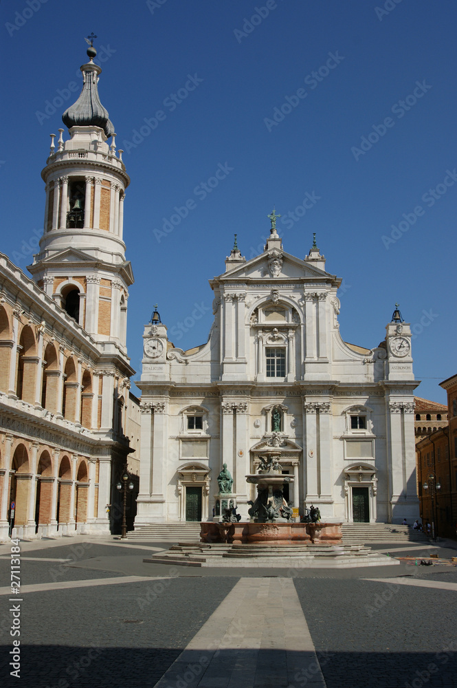 The place and the Cathedral of Loreto in Loreto, Marche, Italy