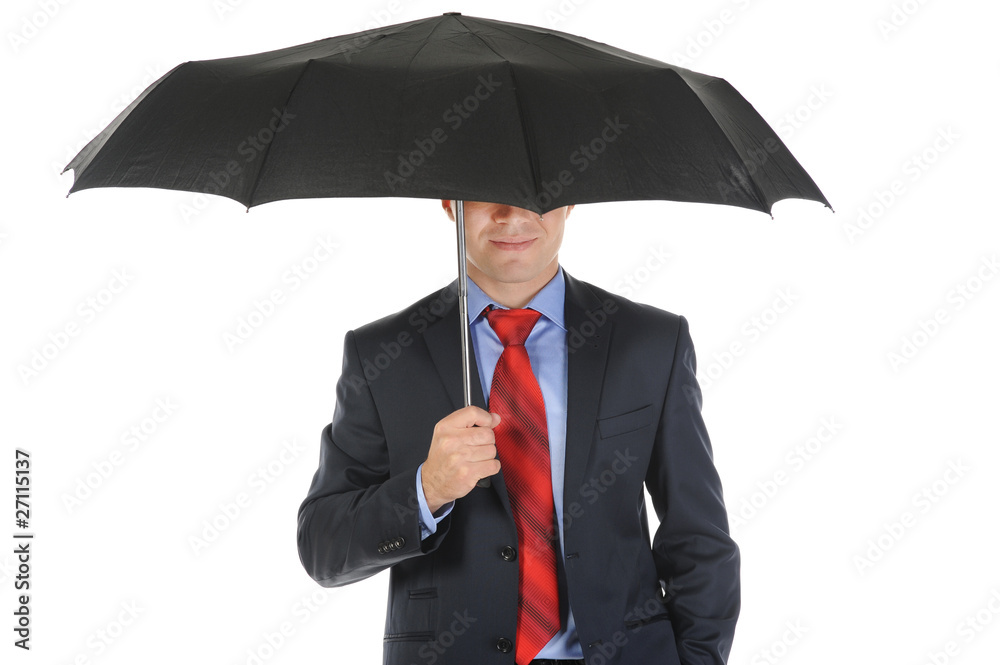 Image of a businessman with umbrella Image of a businessman with umbrella