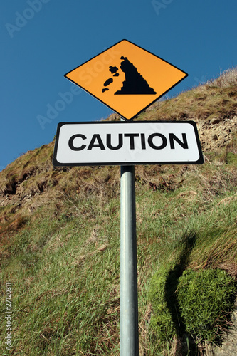 landslide warning road sign