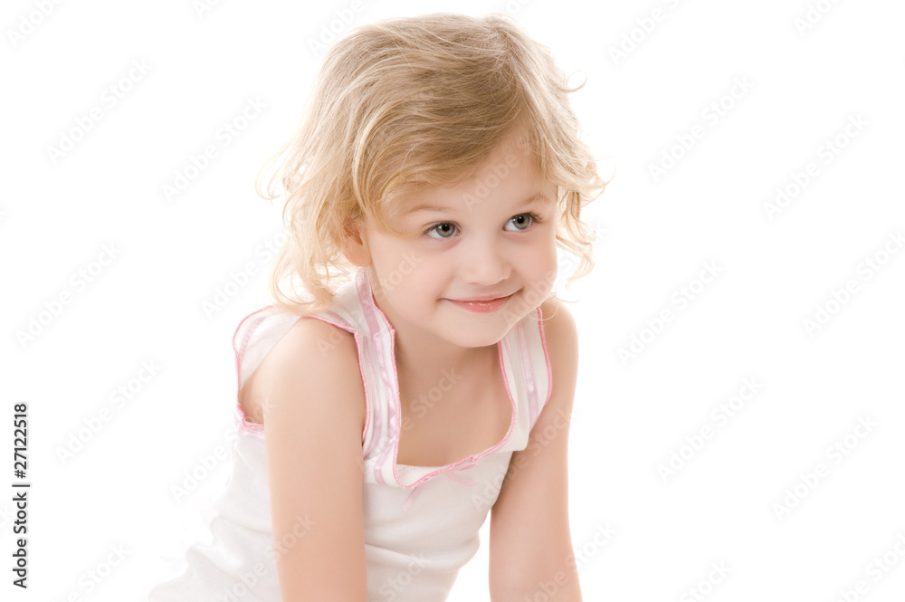 Portrait of little girl on white background Portrait of little girl on white background