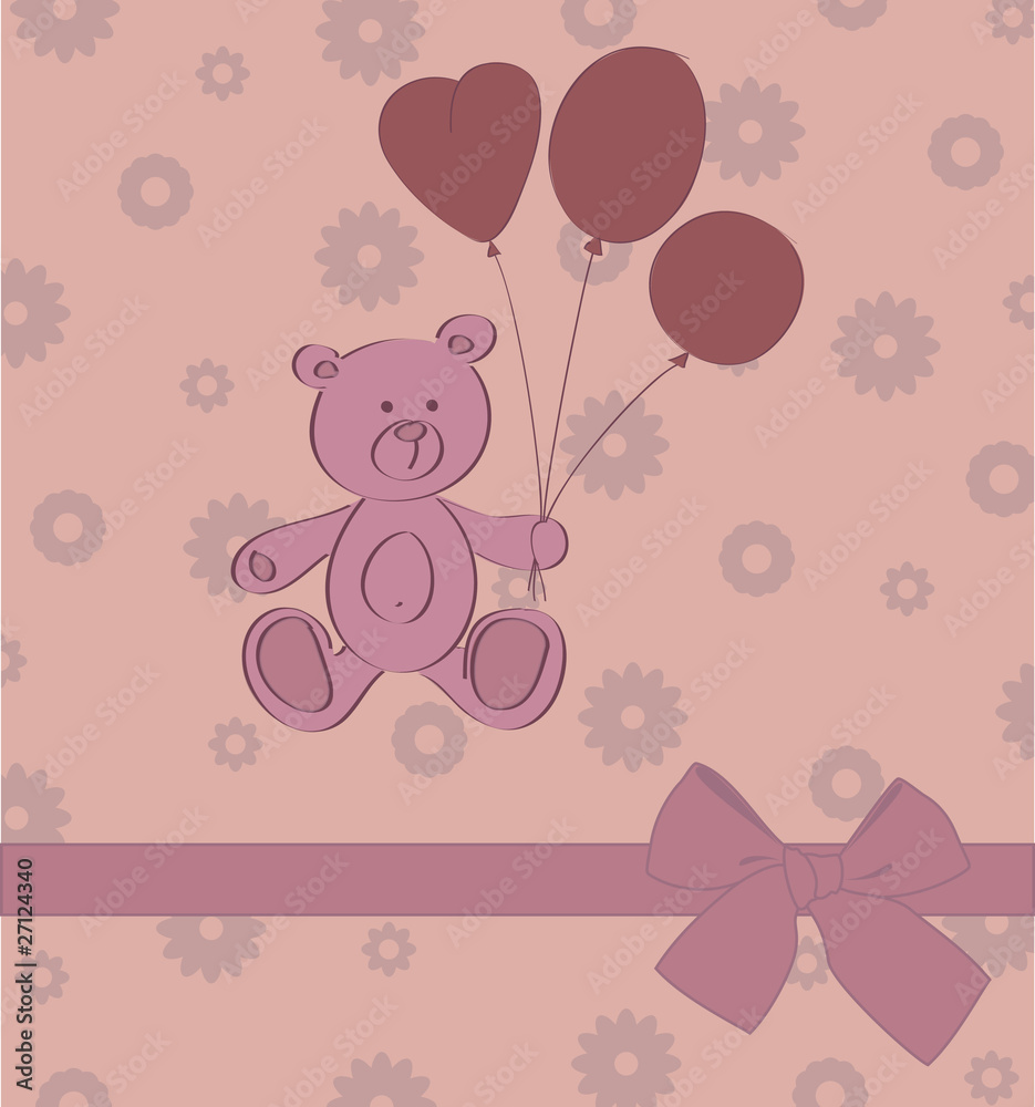 Vector card with teddy bear