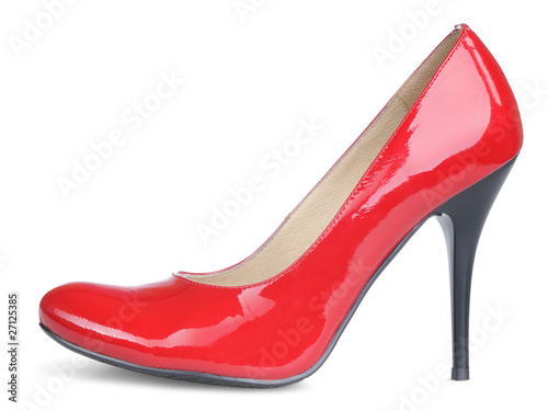 Red female high heels shoe isolated on withe background