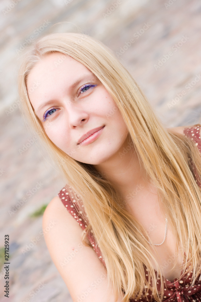 Summer portrait of the beautiful fair-haired girl Summer portrait of the beautiful fair-haired girl