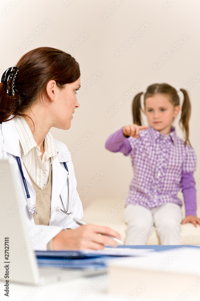 Female doctor write prescription for child Female doctor write prescription for child