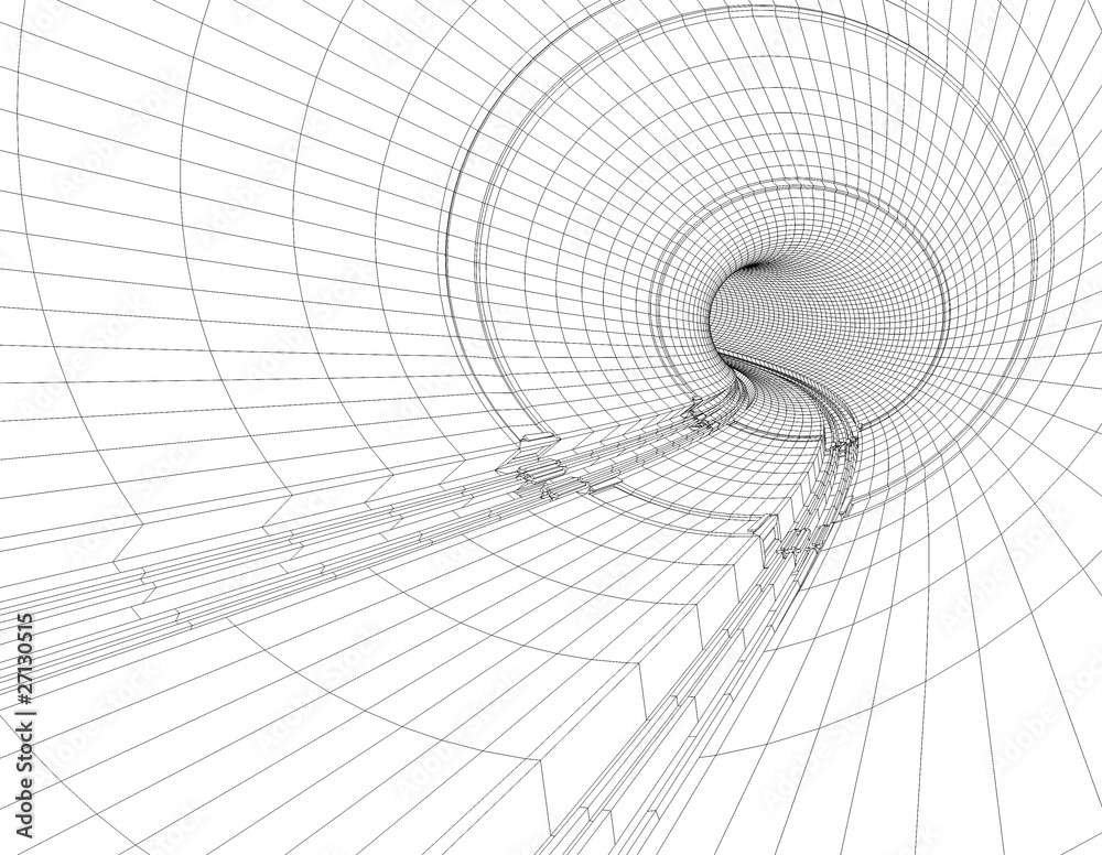 Fototapeta premium ilustracion 3d de plano de tunel