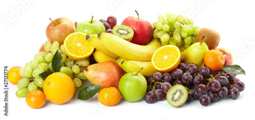 fresh fruits on the white background