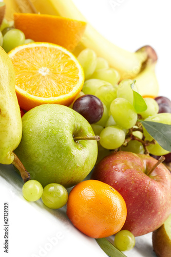 fresh fruits on the white background