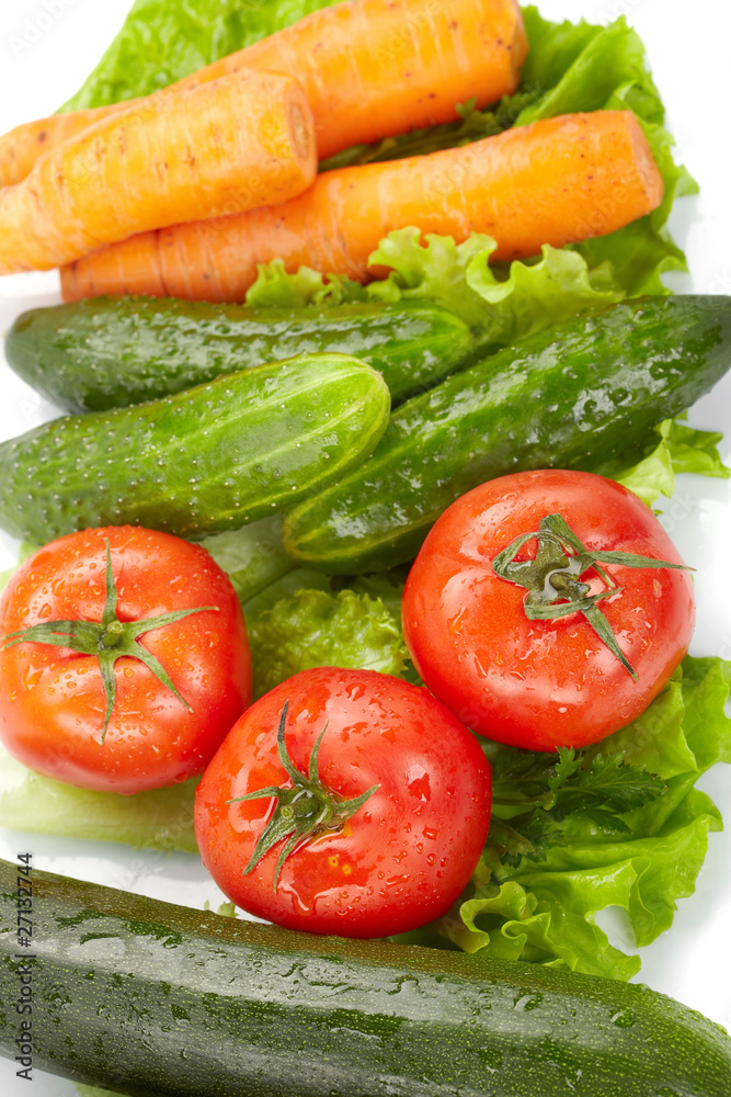 fresh vegetables on the white background