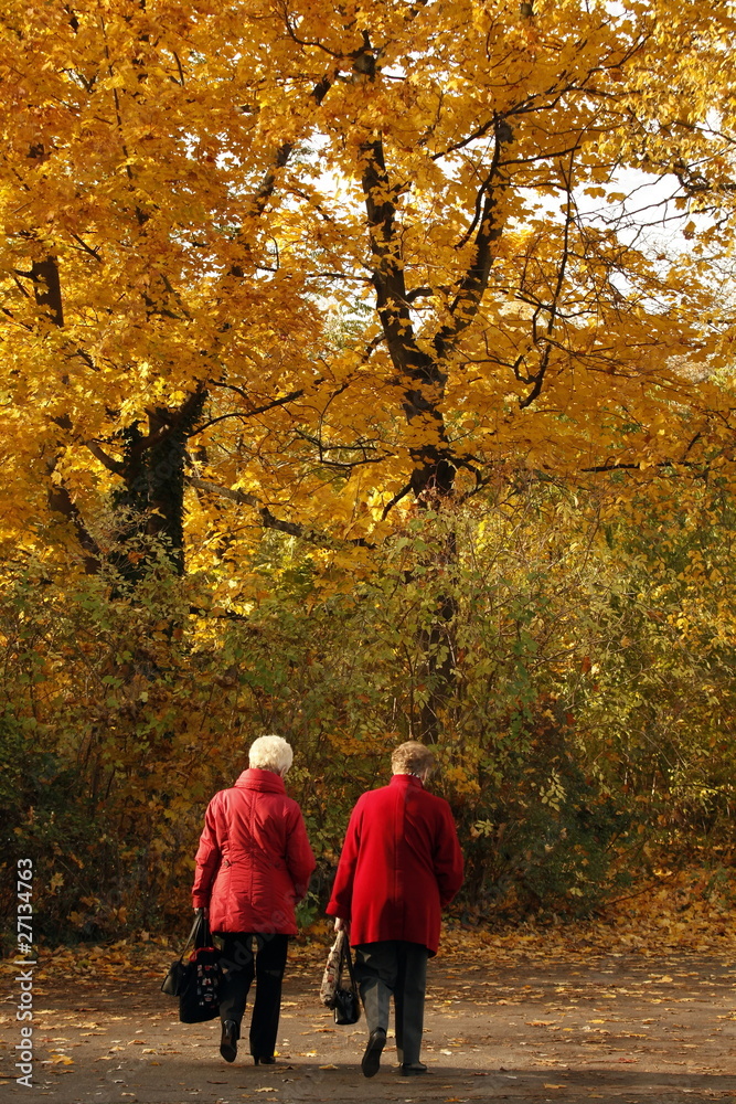 Fototapeta premium Herbst, Paar im roten Mantel