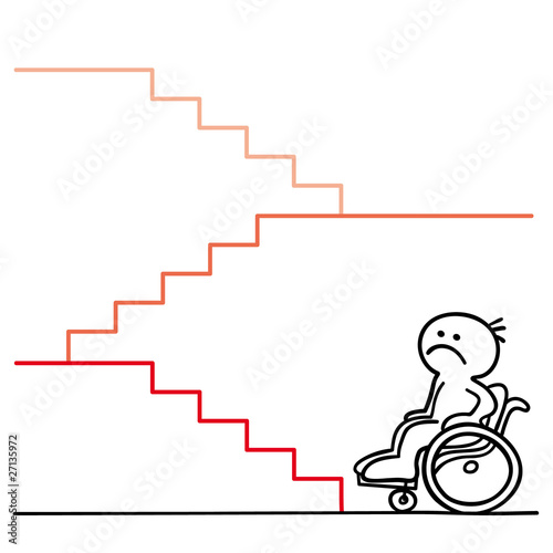 figur rollstuhlfahrer vor treppe