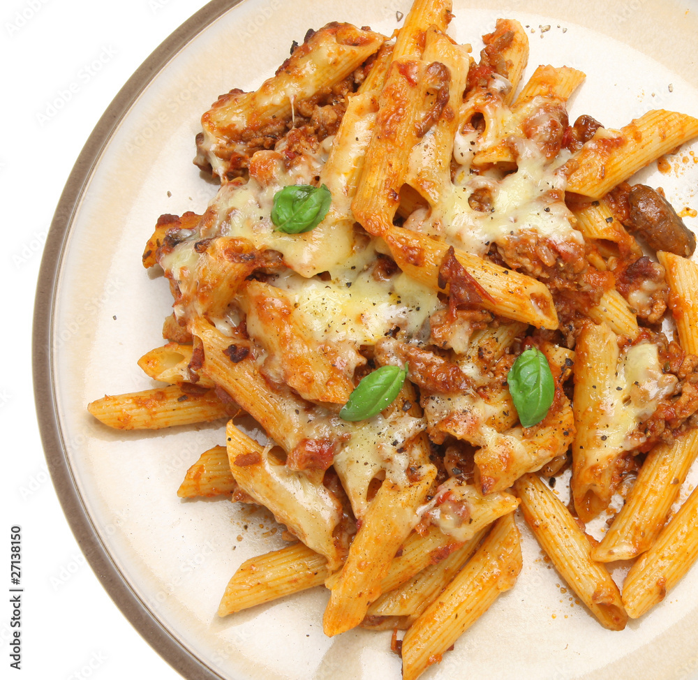 Baked Penne Pasta with Bolognaise Sauce & Cheese Baked Penne Pasta with Bolognaise Sauce & Cheese