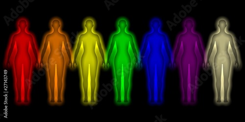 Simple background with colored Human energy body photo