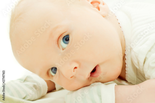 little boy over white