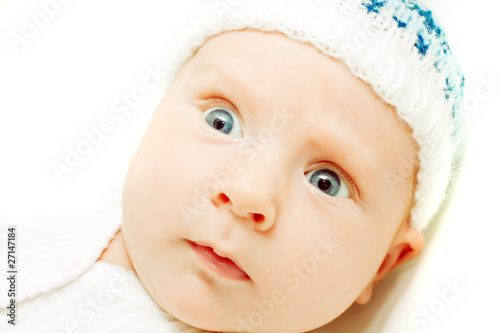 little baby boy over white