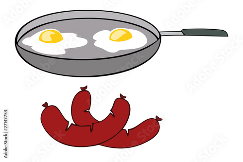Fried eggs and sausages.