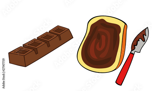 Toast bread slice with chocolate spread.