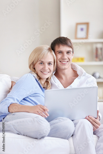 Married young couple at home