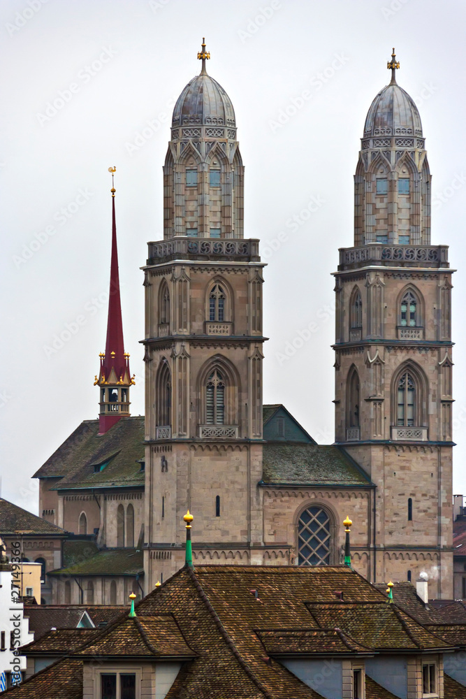 Grossmünster church twin towers, Zurich