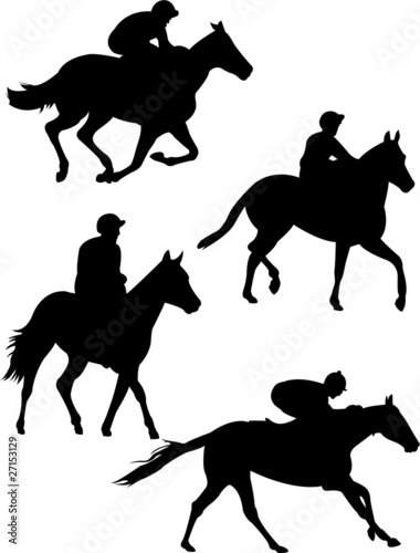 collection of jockeys silhouette - vector