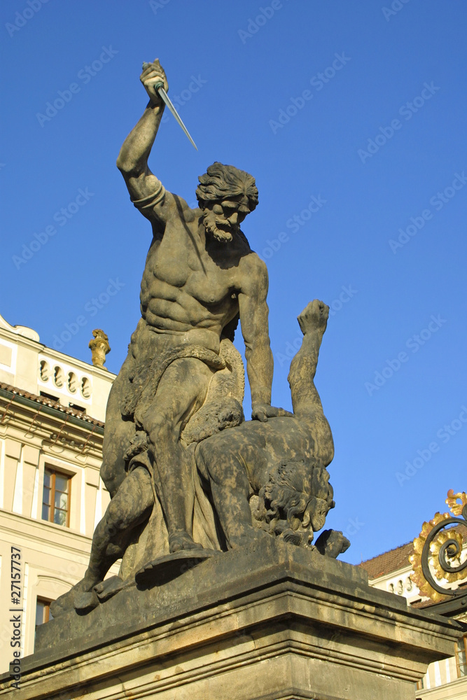 Battling Titan at the Gate of Hradcany Castle in Prague, Czech R