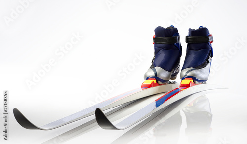 Canvastavla Cross country skis and shoes