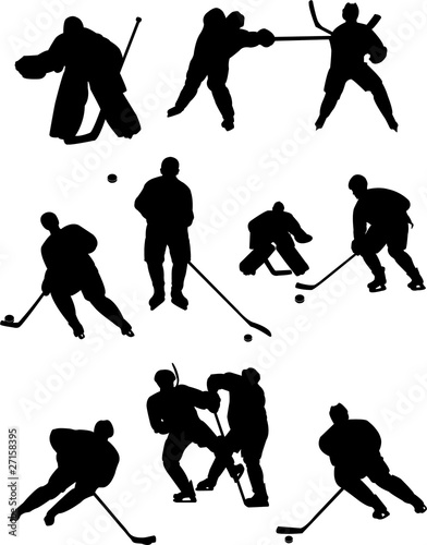 Tableau sur toile collection of hockey players silhouettes - vector