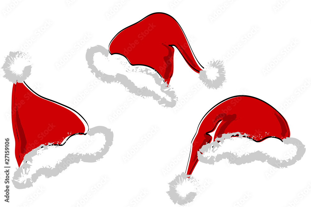 Tre cappelli babbo natale Stock Vector | Adobe Stock