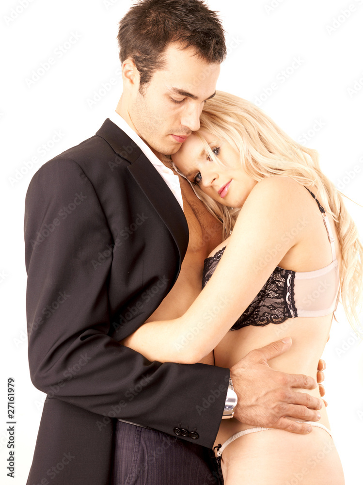 Fototapeta premium Sexy Young Couple Lingerie. Models Released