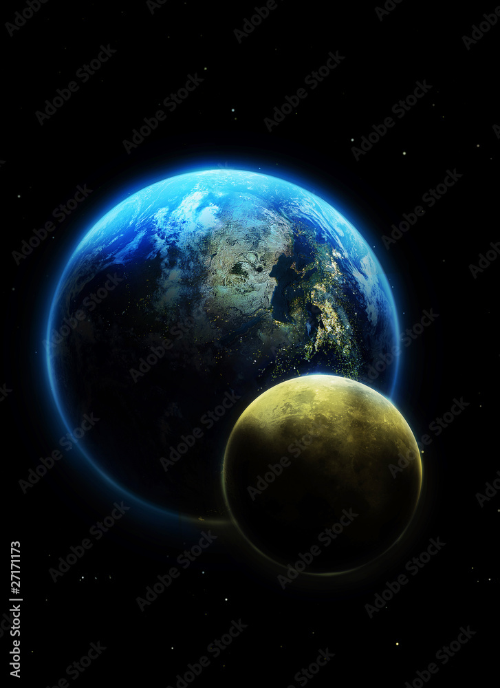 earth and moon