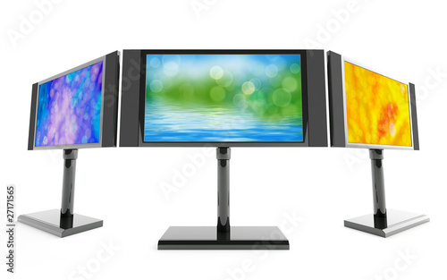 modern monitors with bright...