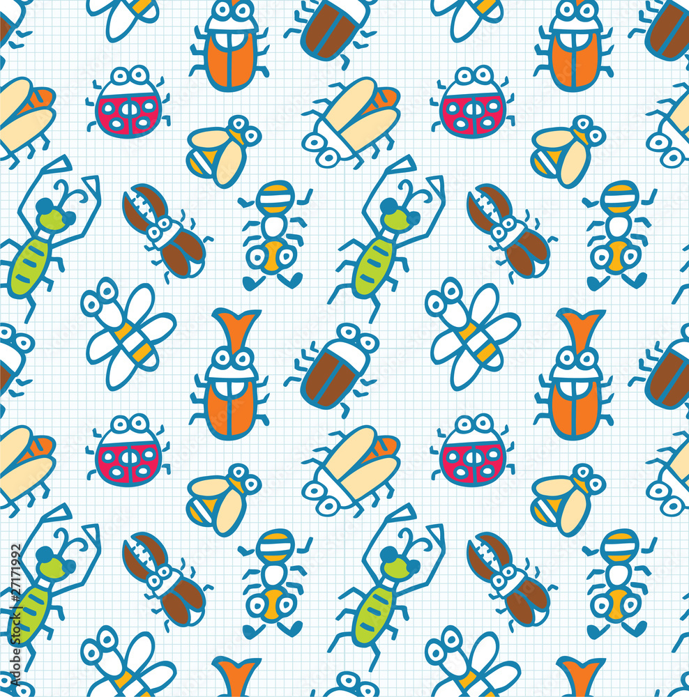 seamless cute bug pattern
