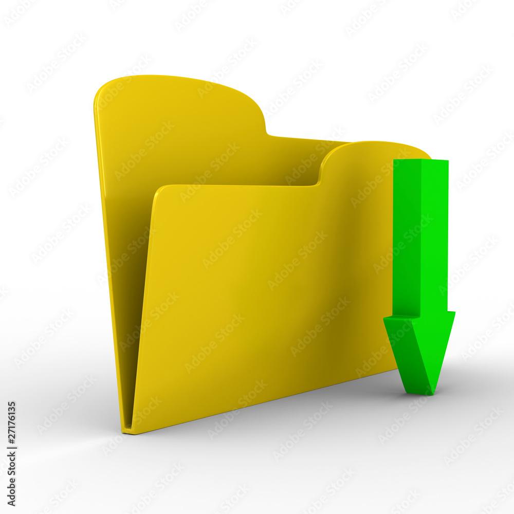 Yellow computer folder on white background. Isolated 3d image Yellow computer folder on white background. Isolated 3d image