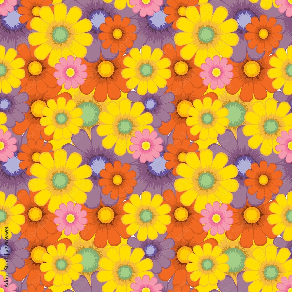 Flower seamless background pattern. Vector illustration.