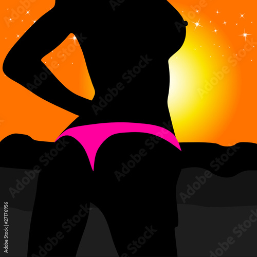 girl in her underwear in the twilight