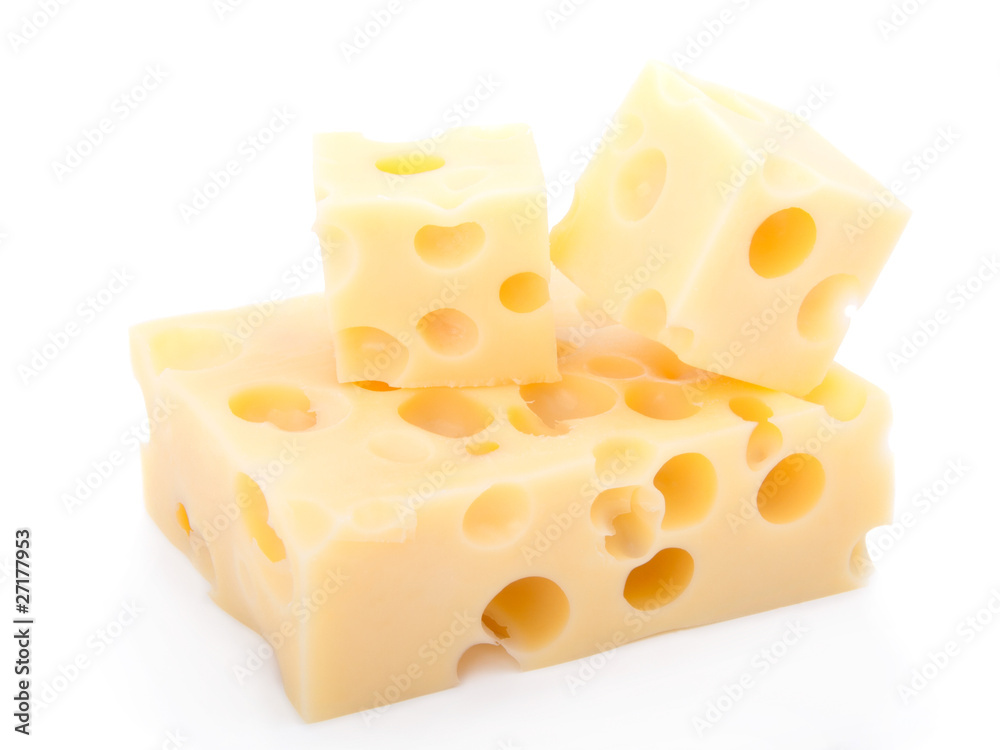 pieces of swiss cheese isolated on white background pieces of swiss cheese isolated on white background