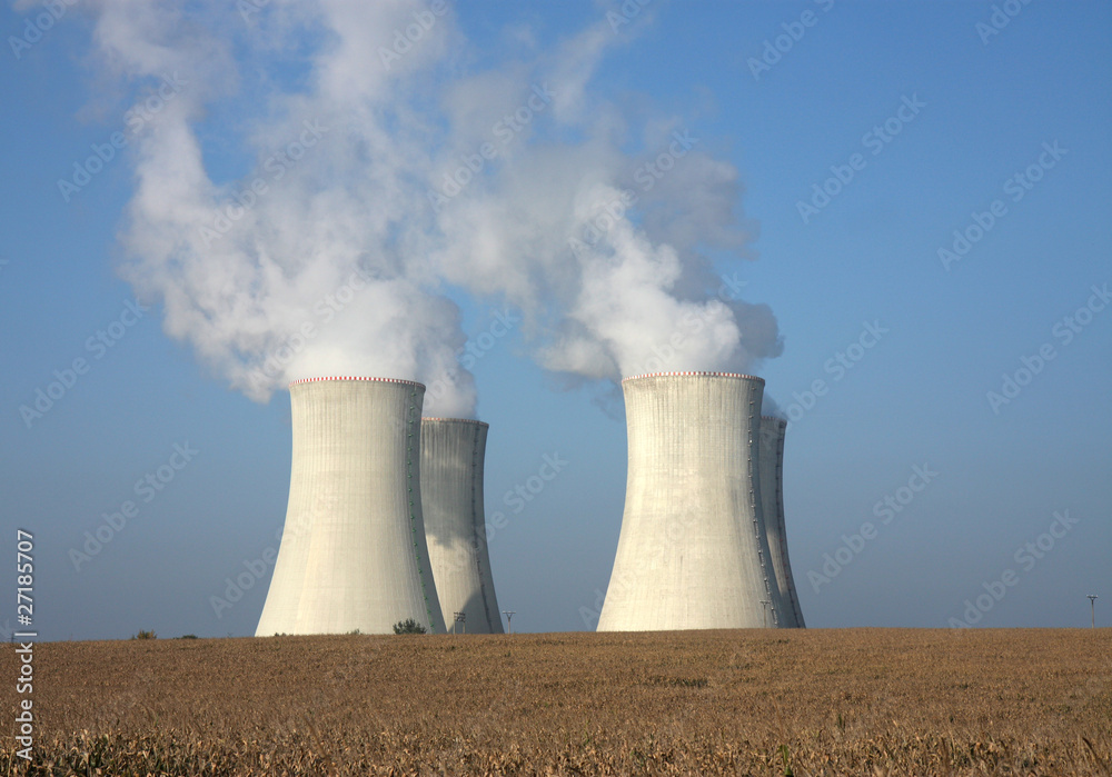 fourcooling tower of nuclear power plant and agriculture field fourcooling tower of nuclear power plant and agriculture field