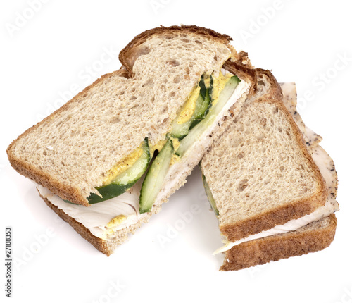 Turkey and Cucumber Sandwich on Wheat Bread