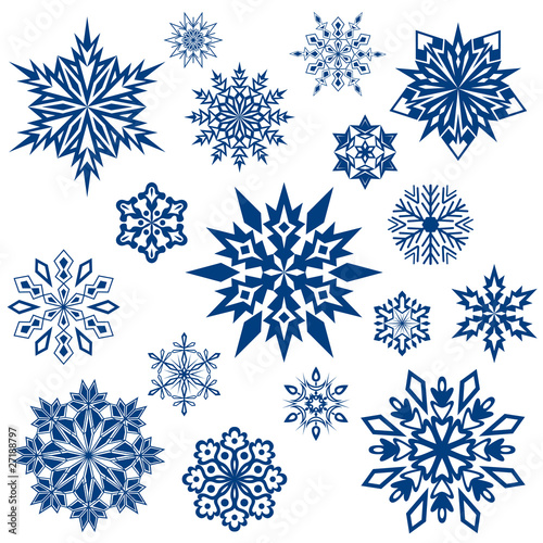 Snowflake shapes collection isolated on white.