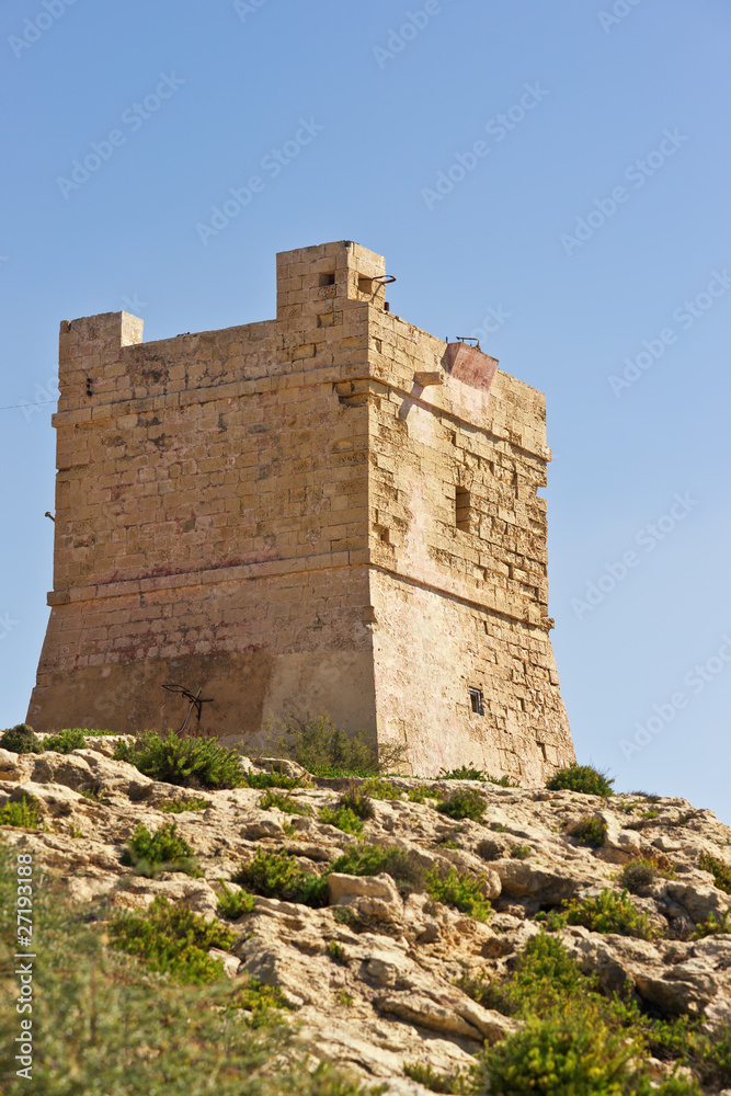 White tower in Gozo. Malta