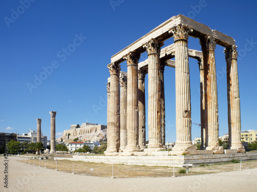 Olympian Zeus temple and Acropolis of Athens, south east view